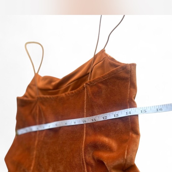 Burnt Orange Velvet Spaghetti Strap Mini Dress Woman's Medium - Picture 5 of 8